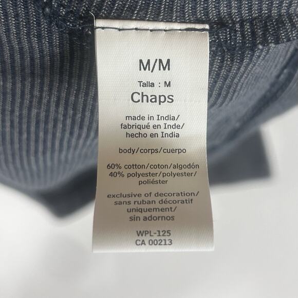 Chaps Long Sleeve Casual Shirt Mens Medium Elbow Patches Blue Gray Striped L/S - Picture 4 of 11